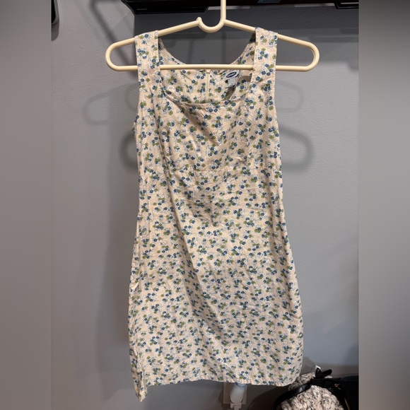 Old Navy Dresses & Skirts - Old Navy Floral Cotton Dress - Blue and Green on Cream